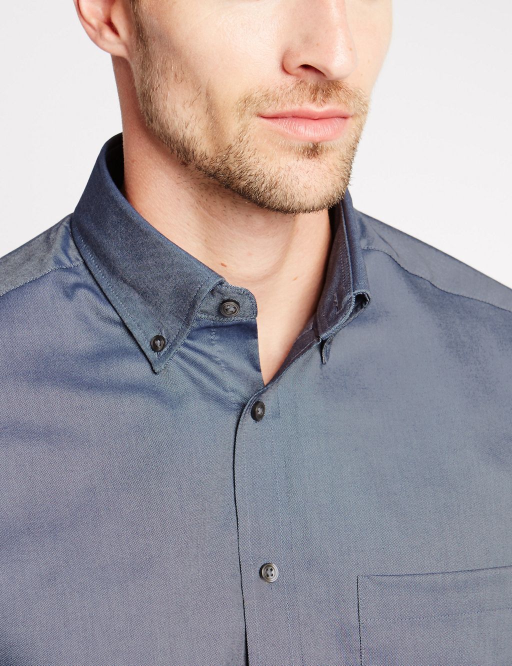 2in Longer Pure Cotton Shirt with Pocket 2 of 4