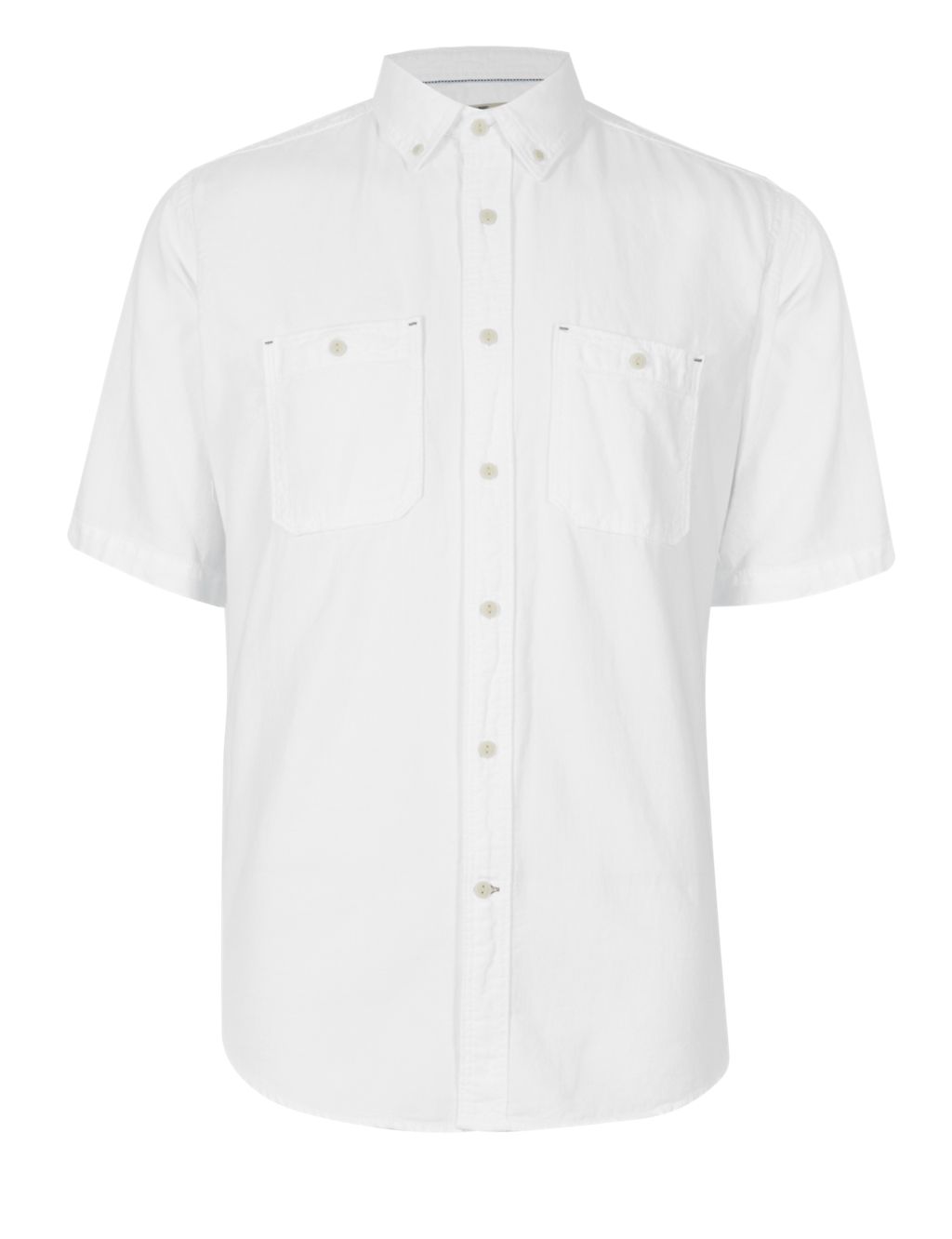 2in Longer Pure Cotton Short Sleeve Waffle Shirt 1 of 3
