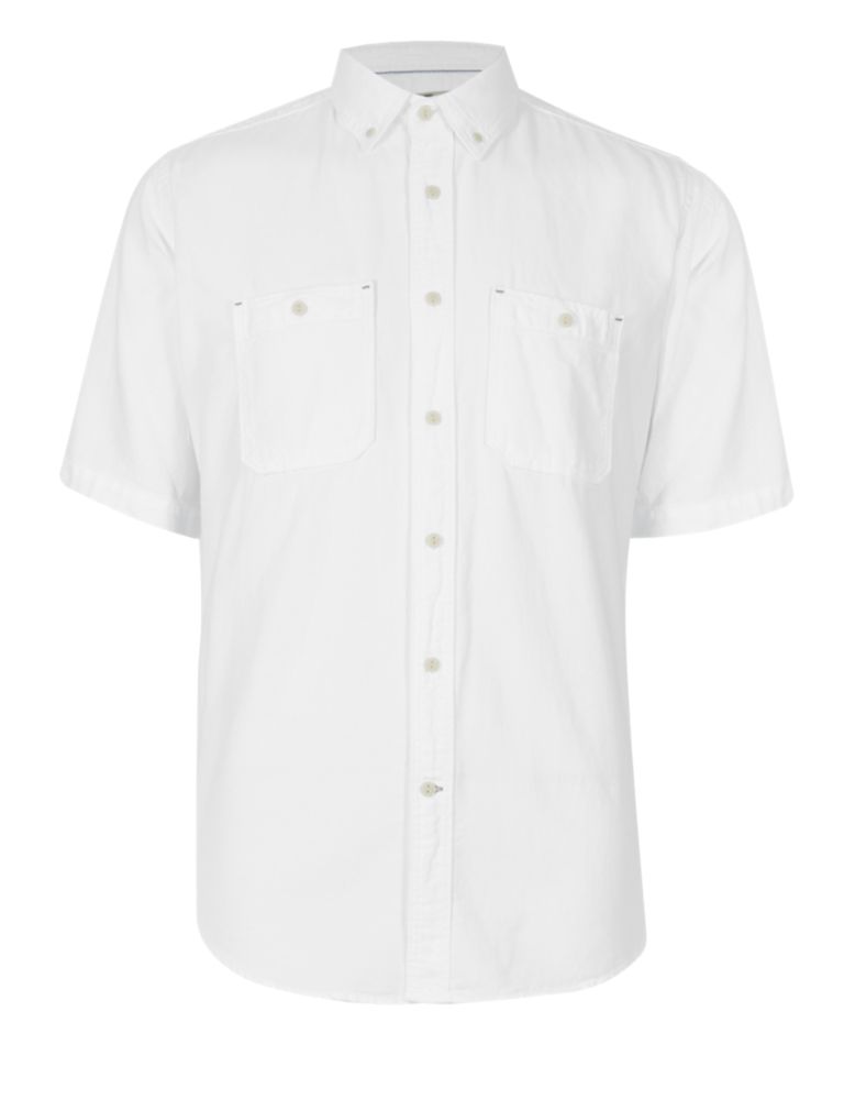 2in Longer Pure Cotton Short Sleeve Waffle Shirt 2 of 3