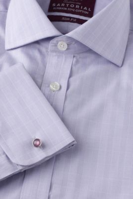 2in Longer Pure Cotton Slim Fit Prince of Wales Checked Shirt Image 1 of 1