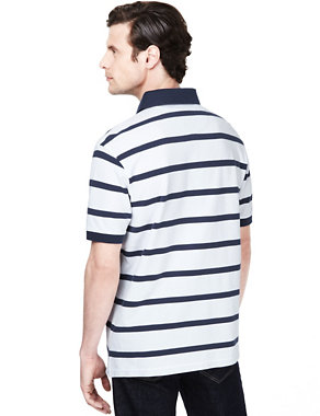 2in Longer Pure Cotton Striped Polo Shirt Image 2 of 3