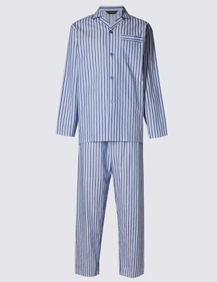 2in Longer Pure Cotton Striped Pyjamas Image 2 of 3