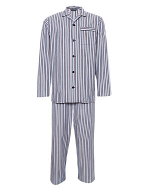 2in Longer Pure Cotton Striped Pyjamas Image 2 of 5