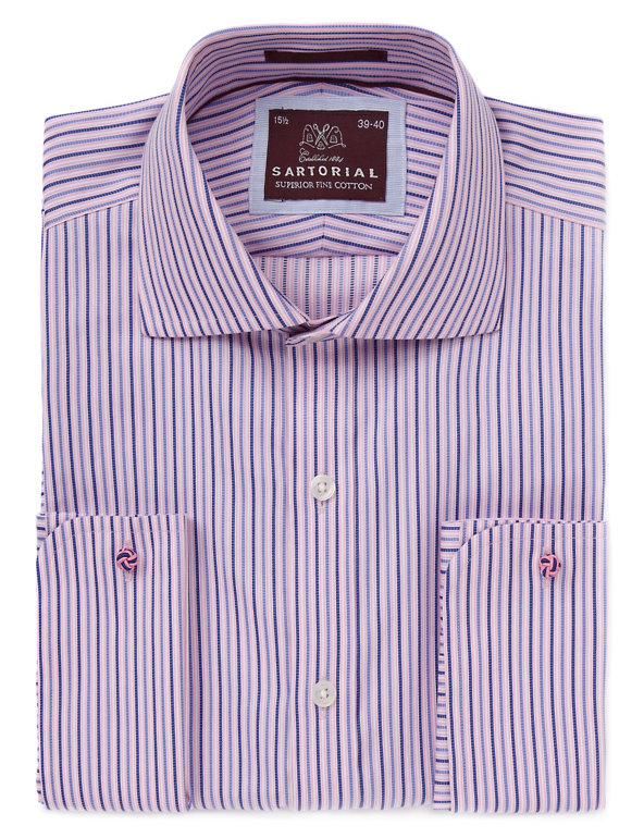 2in Longer Pure Cotton Striped Shirt Image 1 of 1