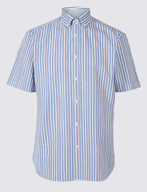 2in Longer Pure Cotton Striped Shirt Image 2 of 4