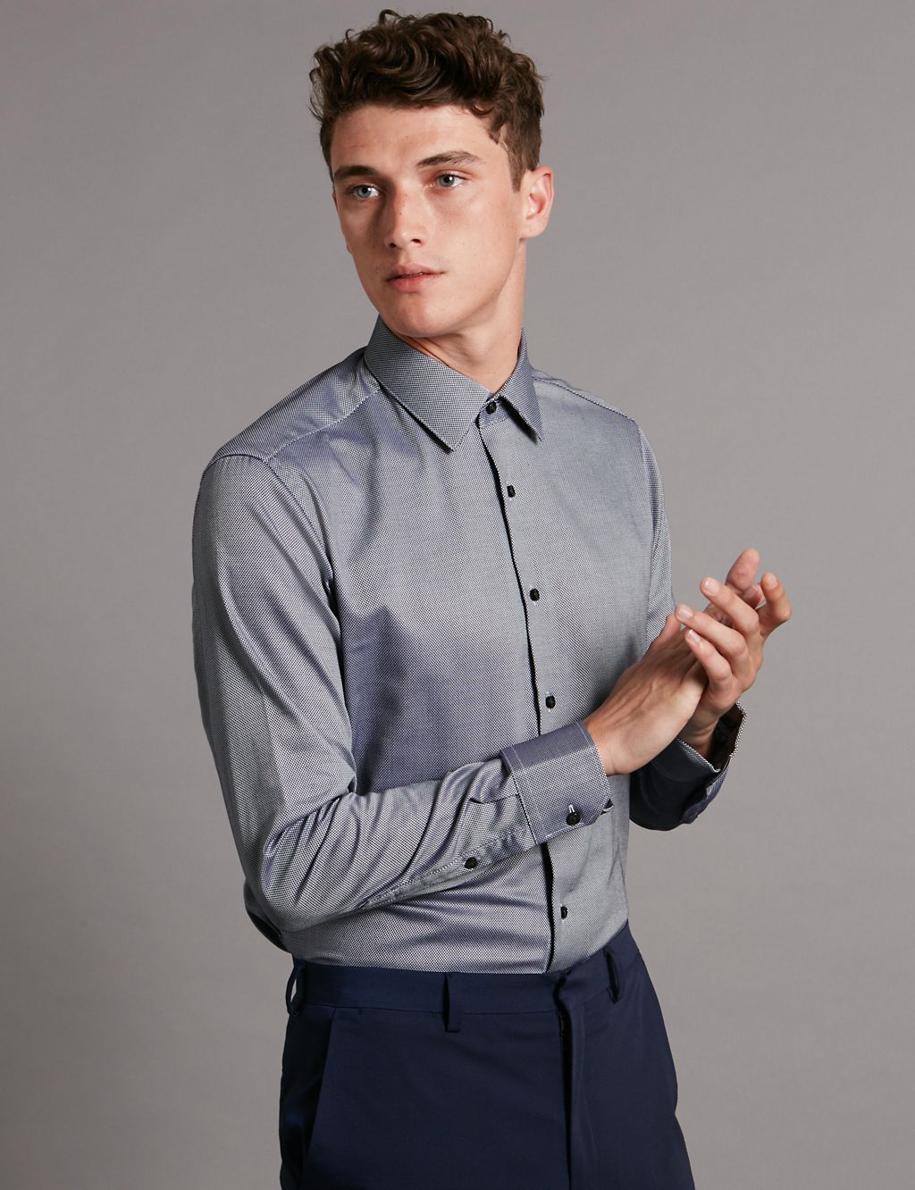 2in Longer Pure Cotton Tailored Fit Shirt 3 of 4