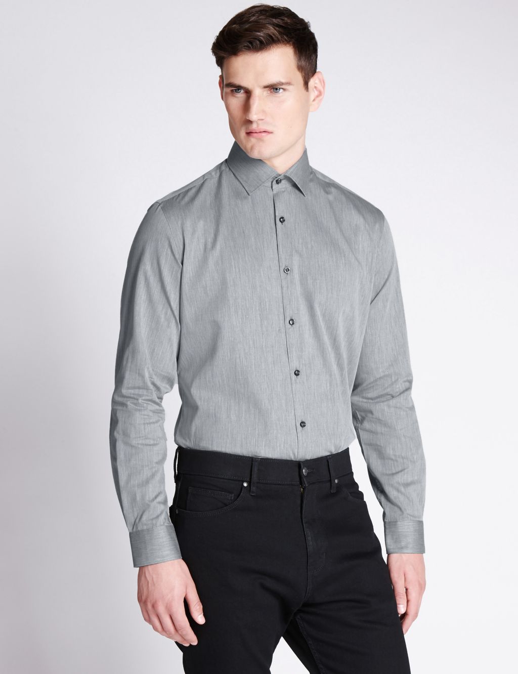 2in Longer Pure Cotton Tailored Fit Shirt 3 of 6