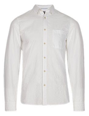 2in Longer Pure Cotton Textured Shirt Image 2 of 5
