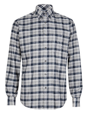 2in Longer Pure Cotton Thermal Flannel Checked Shirt Image 2 of 3