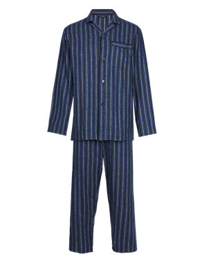 2in Longer Pure Cotton Thermal Striped Pyjamas Image 2 of 4