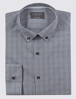 2in Longer Super Slim Fit Prince of Wales Checked Shirt Image 2 of 6