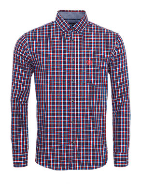 2in Longer Supersoft Pure Cotton Twill Mini Checked Shirt Image 2 of 5