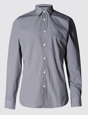 2in Longer Supima® Cotton Slim Fit Luxury Geometric Print Shirt Image 2 of 4