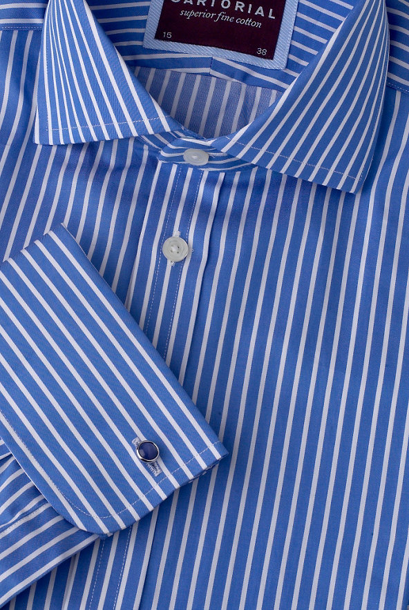 2in Shorter Pure Cotton Striped Shirts Image 1 of 1