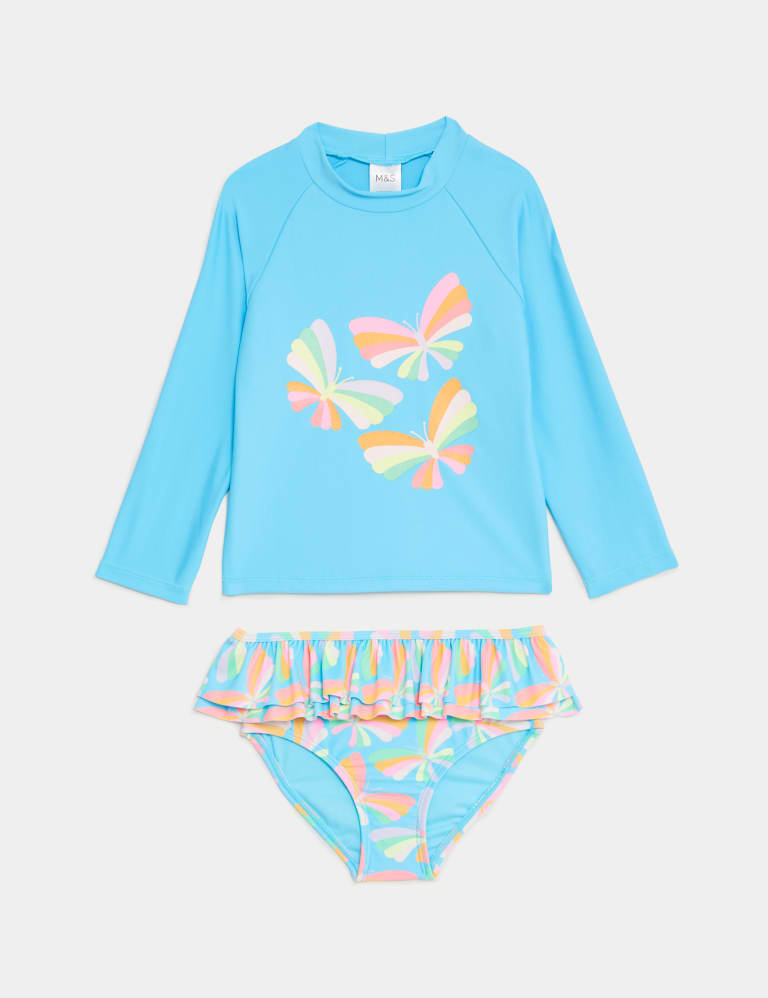 2pc Butterfly Rash Vest Swim Set (2-8 Yrs) 1 of 3