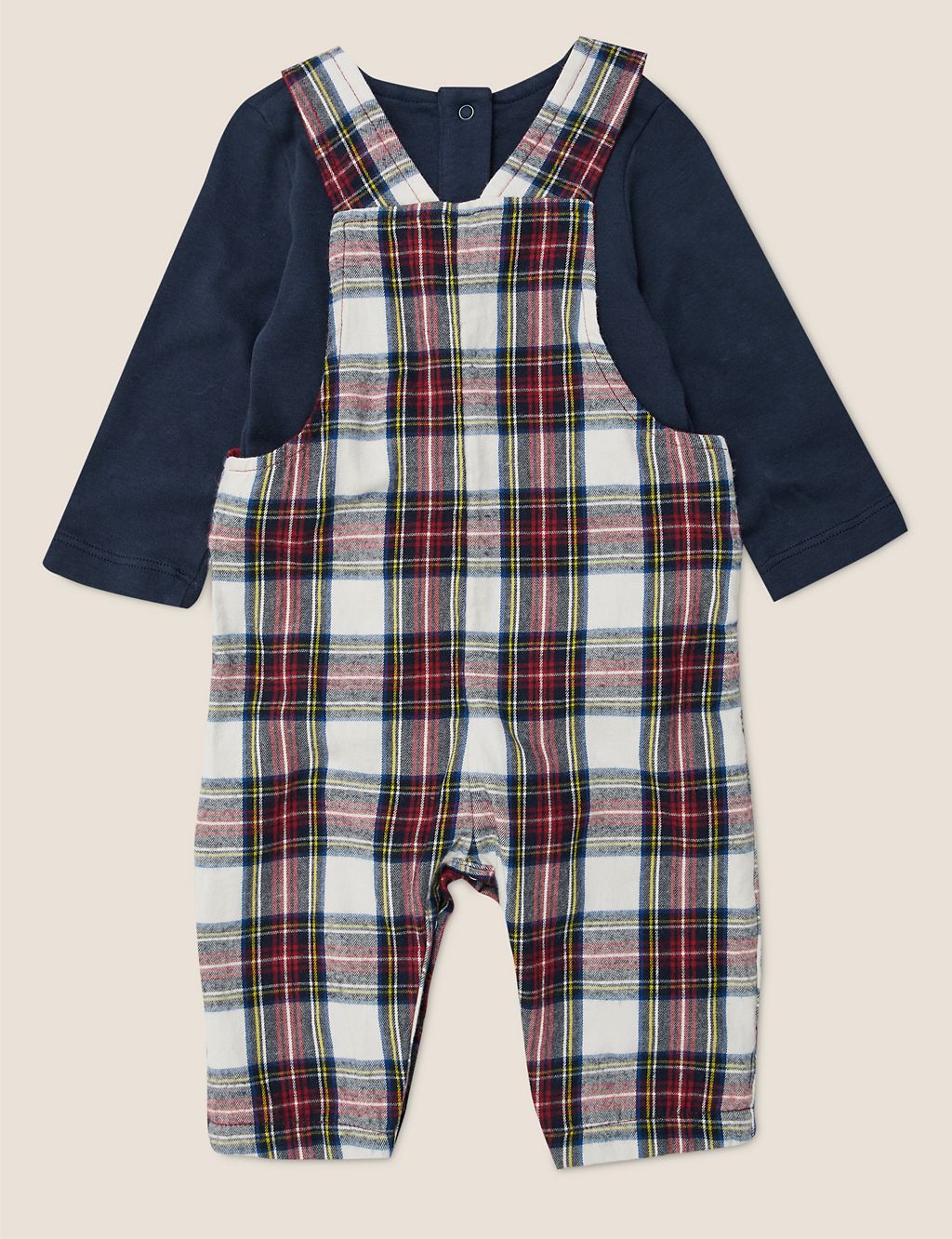 2pc Checked Woven Dungaree Outfit (0-3 Yrs) 1 of 6