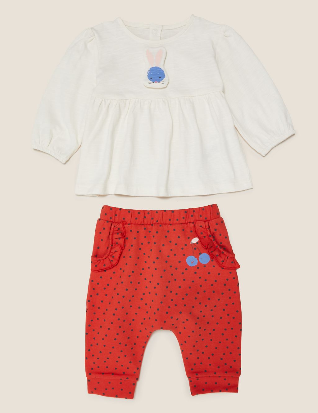 2pc Cotton Bunny Motif Outfit 1 of 9