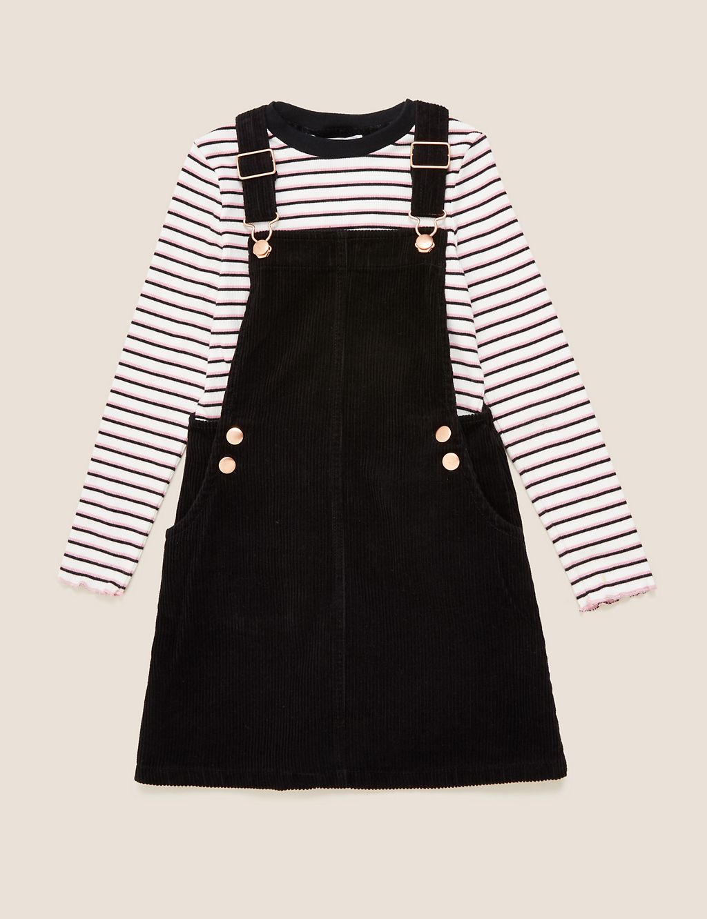 2pc Cotton Corduroy Pinafore Outfit (6-14 Yrs) 1 of 4