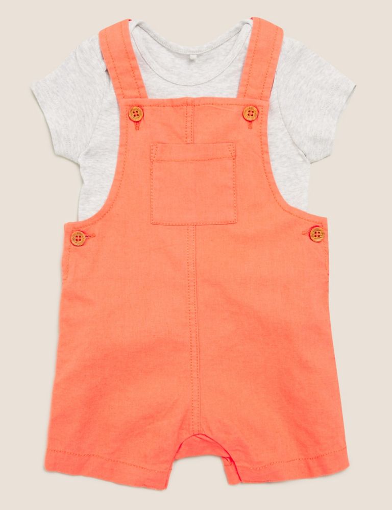 2pc Cotton Dungarees Outfit (0-3 Yrs) 1 of 6