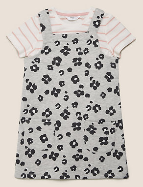 2pc Cotton Leopard Print Pinafore Outfit (2-7 Yrs) Image 2 of 6