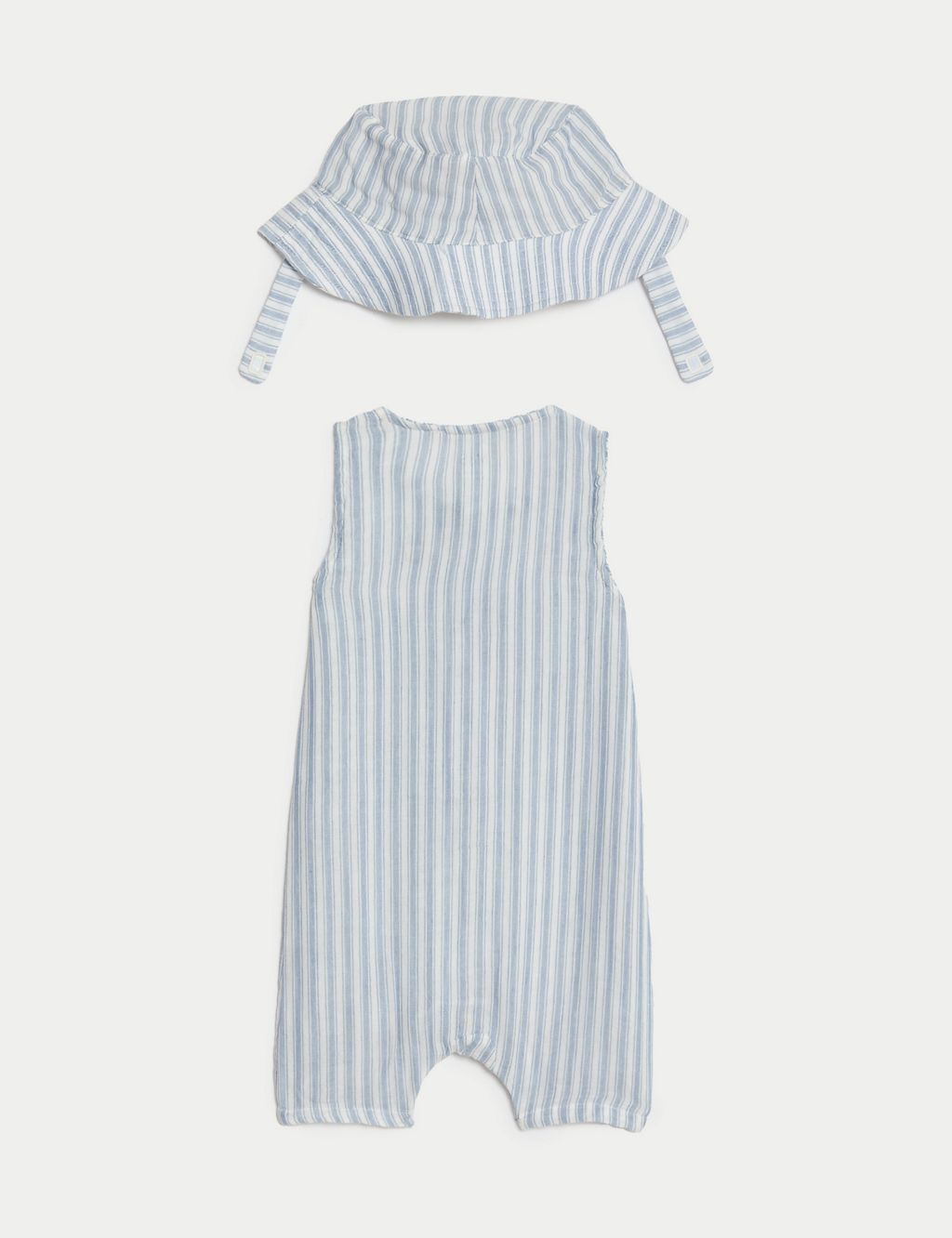 2pc Cotton Pure Cotton Striped Romper and Hat (0–3 Yrs) 1 of 4