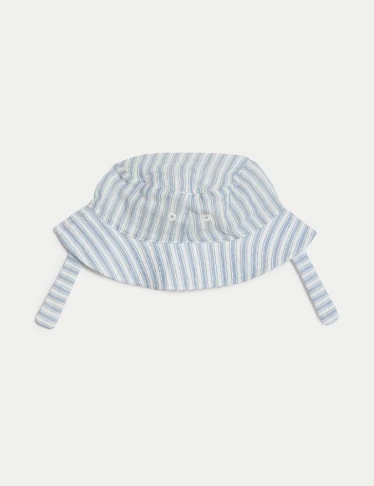 2pc Cotton Pure Cotton Striped Romper and Hat (0–3 Yrs) 3 of 4