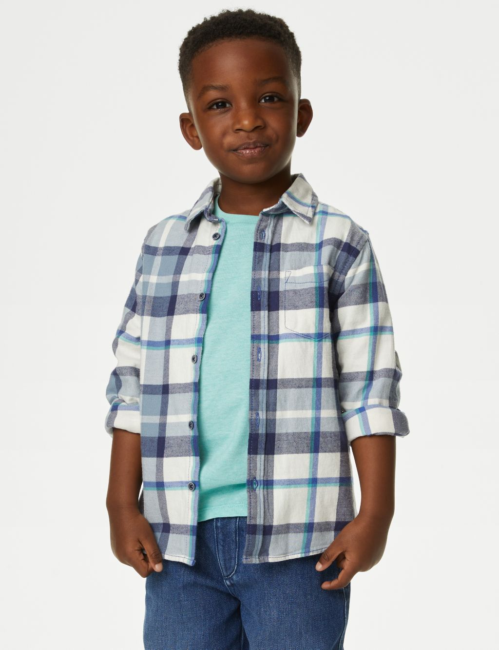 2pc Cotton Rich Checked Shirt and T-Shirt (2-8 Yrs) 3 of 5
