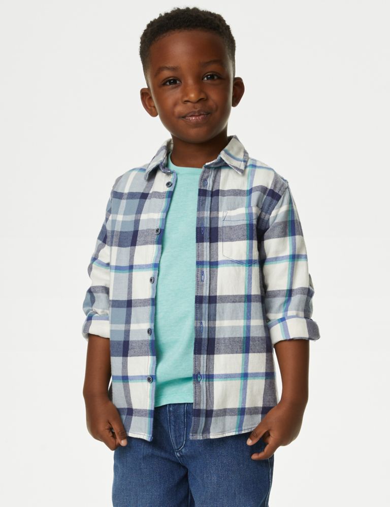 2pc Cotton Rich Checked Shirt and T-Shirt (2-8 Yrs) 1 of 5