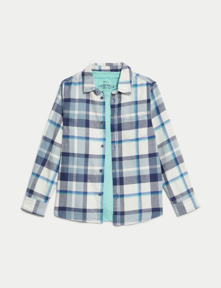 2pc Cotton Rich Checked Shirt and T-Shirt (2-8 Yrs) 2 of 5