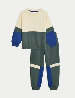 2pc Cotton Rich Colour Block Outfit (2-8 Yrs) Image 2 of 5