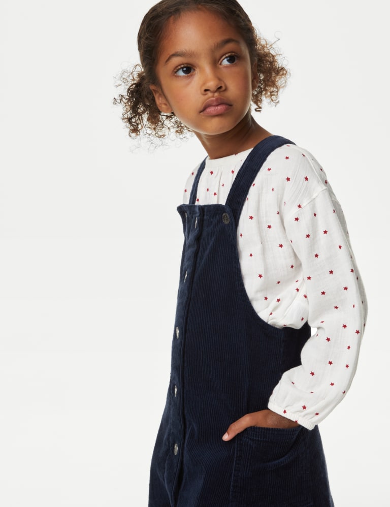 2pc Cotton Rich Cord Star Pinafore Outfit 2 8 Yrs