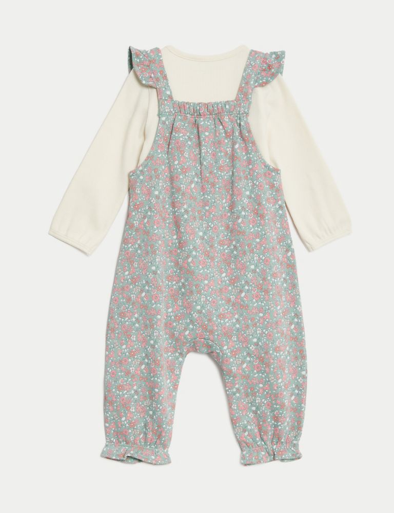 2pc Cotton Rich Ditsy Floral Dungaree Outfit (0-3 Yrs) 2 of 6