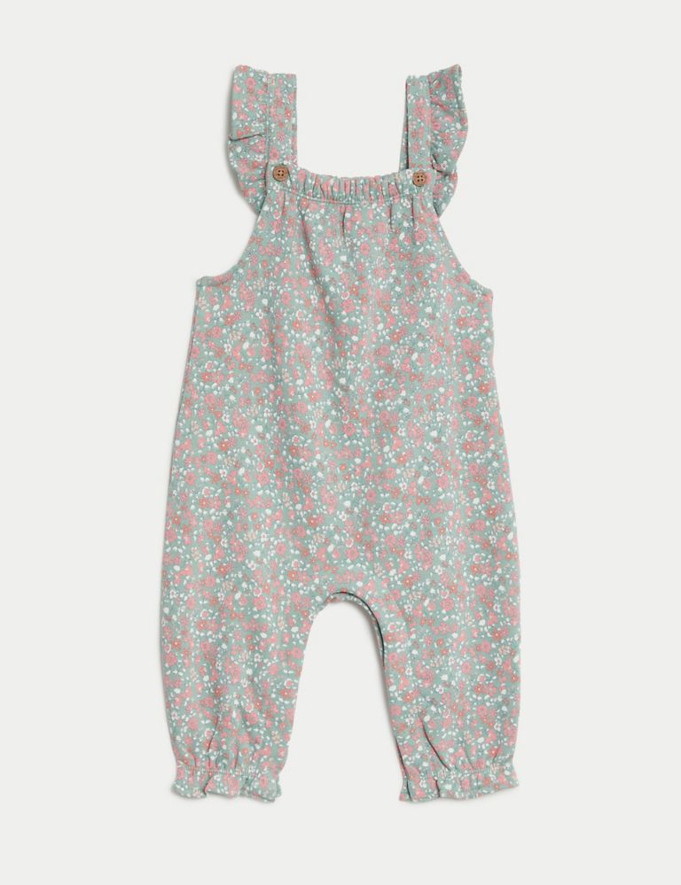 2pc Cotton Rich Ditsy Floral Dungaree Outfit (0-3 Yrs) 3 of 6