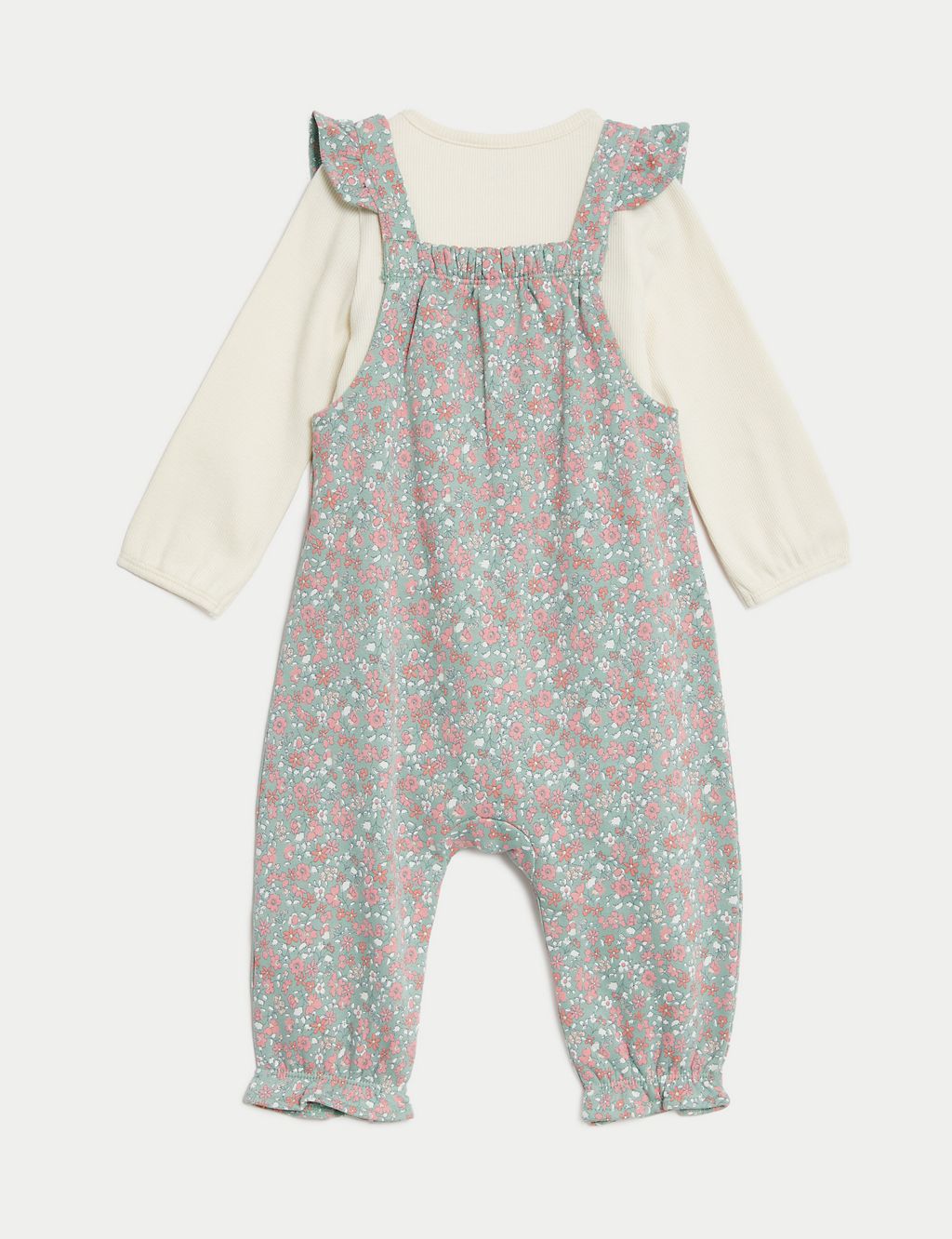 2pc Cotton Rich Ditsy Floral Dungaree Outfit (1-3 Yrs) 1 of 6