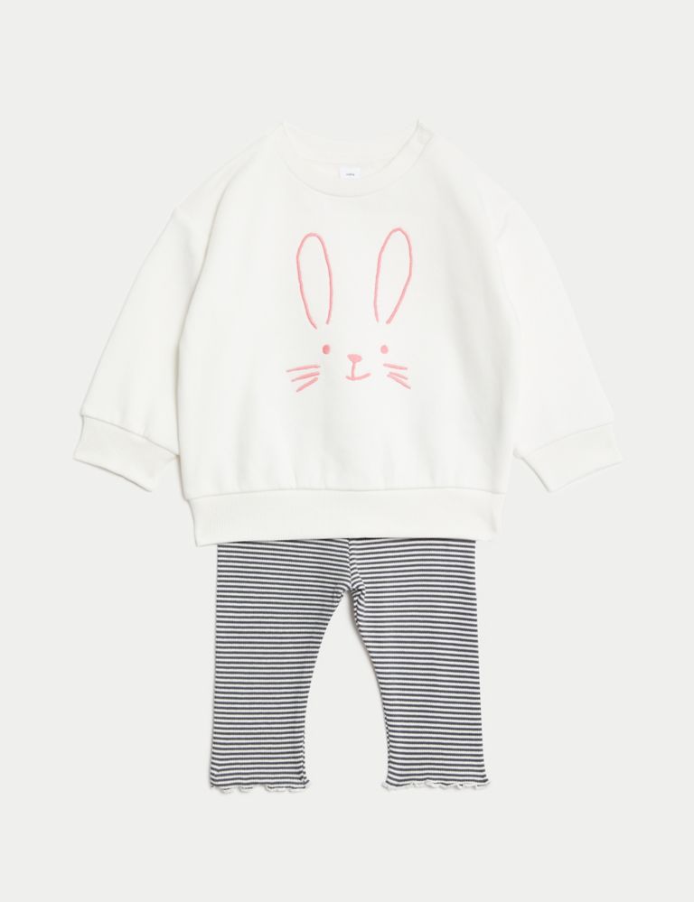 2pc Cotton Rich Jersey Bunny Outfit (0-3 Yrs) 2 of 7