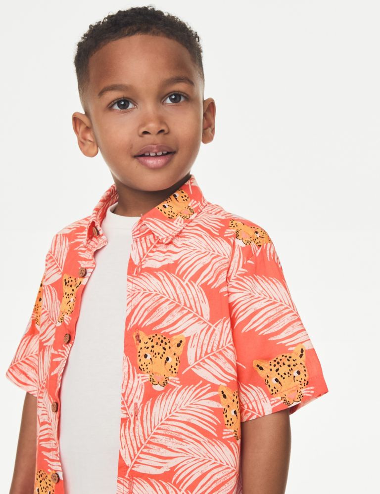2pc Cotton Rich Leopard Shirt and T-Shirt (2–8 Yrs) 1 of 7