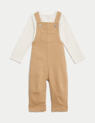 2pc Cotton Rich Boat Print Dungaree Outfit (0-3 Yrs)