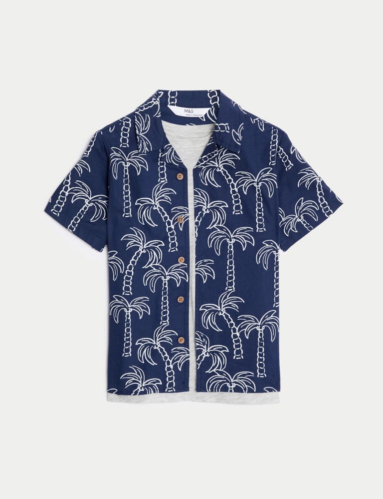 2pc Cotton Rich Palm Print Shirt & T-Shirt (2-8 Yrs) 2 of 6