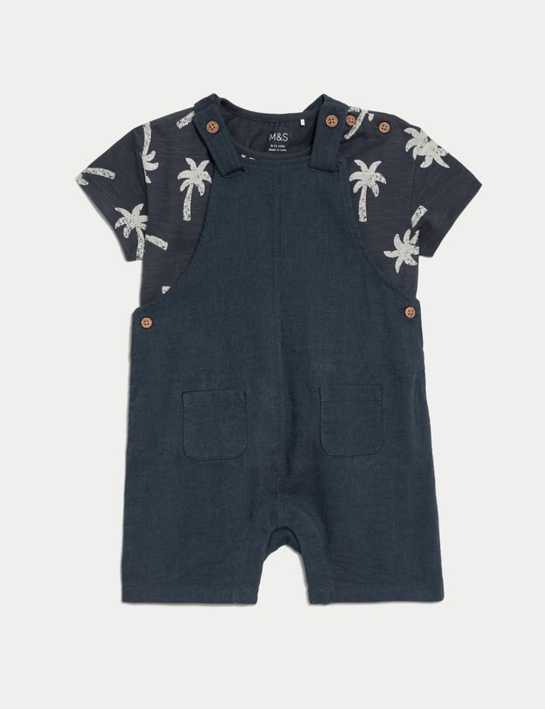 2pc Cotton Rich Palm Tree Bibshort Outfit (0-3 Yrs) 2 of 8