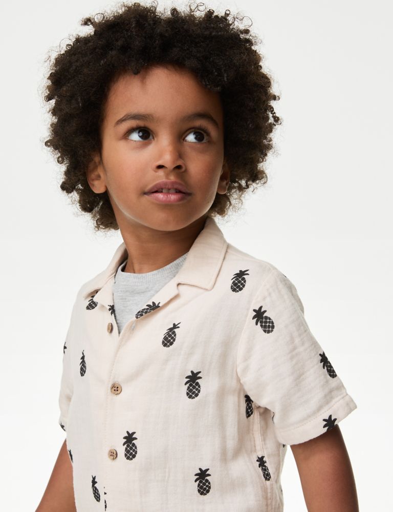 2pc Cotton Rich Printed Shirt and T-Shirt (2-8 Yrs) 1 of 6
