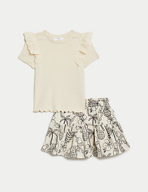 2pc Cotton Rich Skirt & Top Outfit (2-8 Yrs) Image 2 of 5