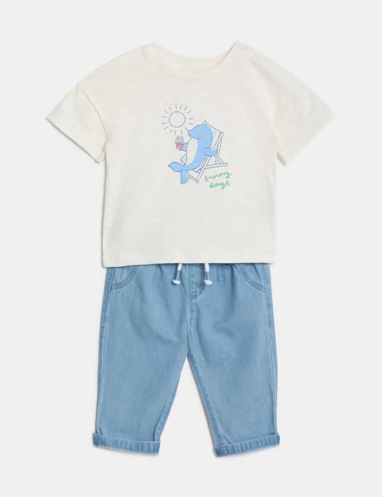 2pc Cotton Rich Slogan Outfit (0-3 Yrs) 1 of 6
