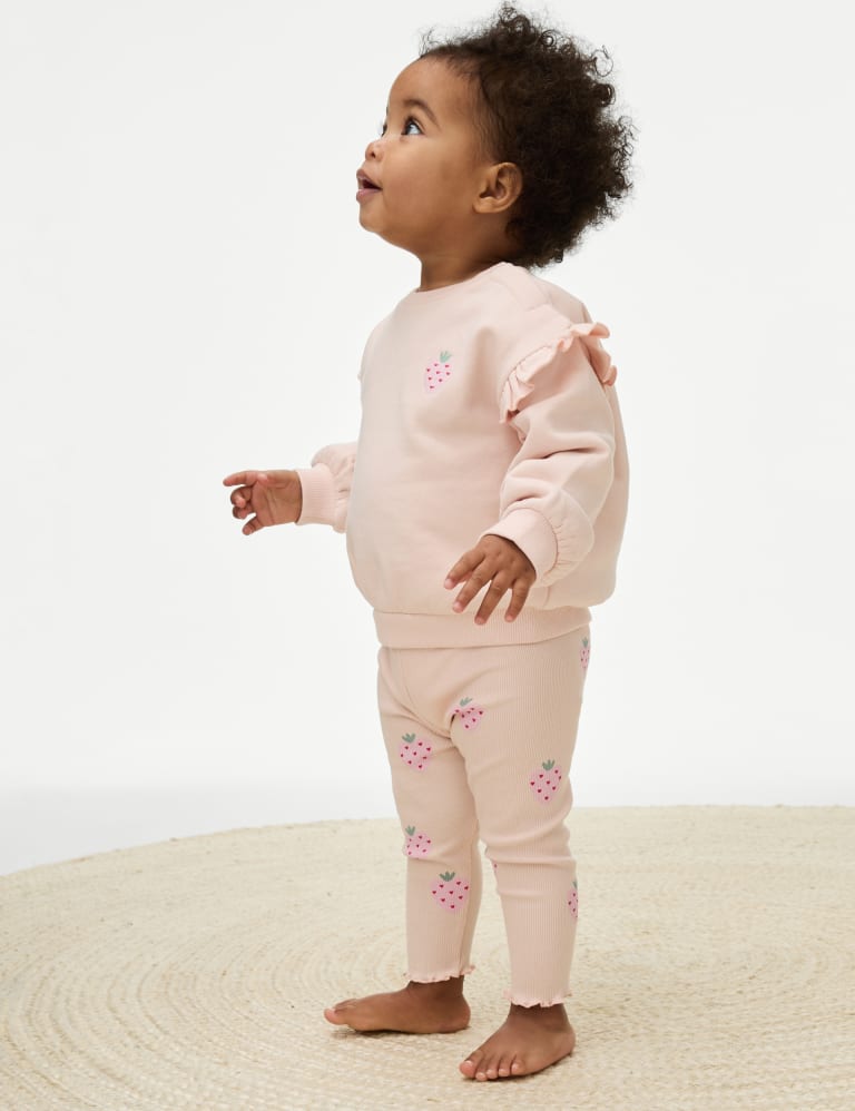 2pc Cotton Rich Strawberry Outfit 0 3 Yrs M S Collection M S