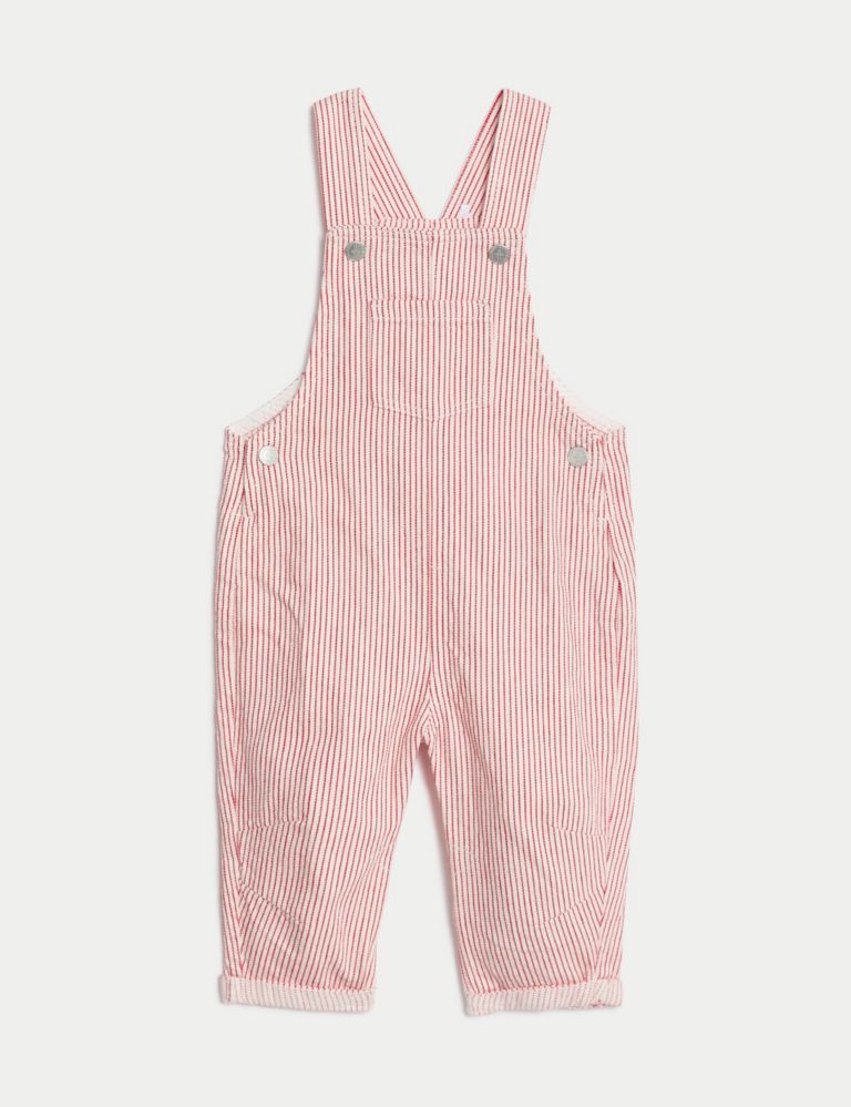 2pc Cotton Rich Striped Dungaree Outfit (0-3 Yrs) 5 of 9