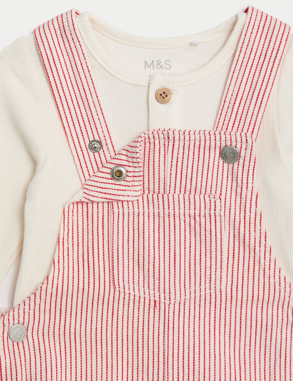 2pc Cotton Rich Striped Dungaree Outfit (0-3 Yrs) 4 of 9
