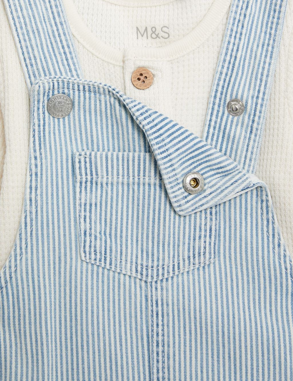 2pc Cotton Rich Striped Dungaree Outfit (0-3 Yrs) 5 of 8