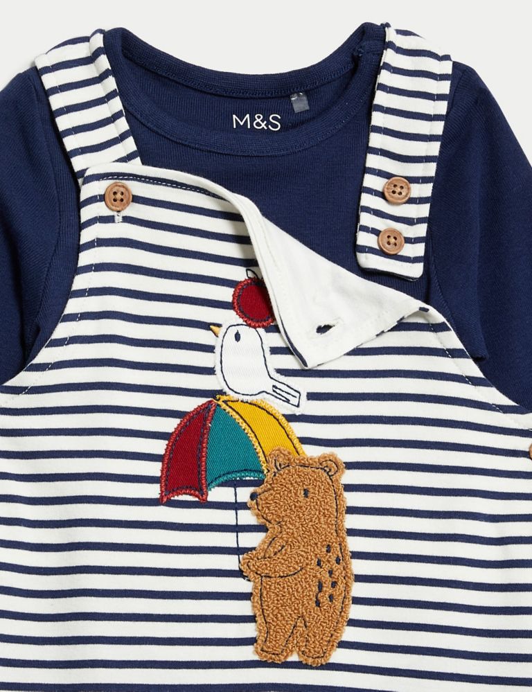 M&S 2pc Cotton Rich Cord Star Pinafore Outfit