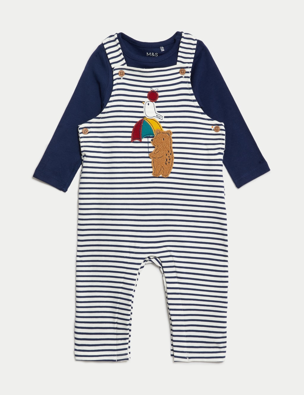 M&S 2pc Cotton Rich Cord Star Pinafore Outfit