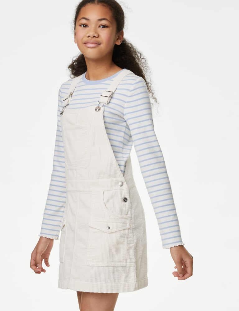 2pc Cotton Rich Striped Pinafore Outfit 6 16 Yrs M S