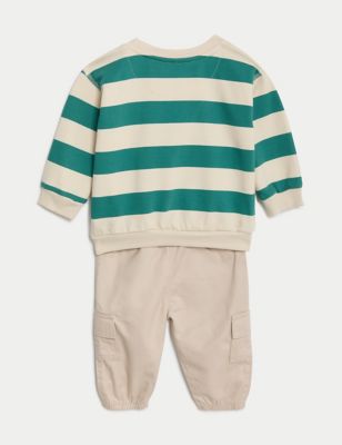 2pc Cotton Rich Striped Sweater Outfit (0-3 Yrs) Image 2 of 5